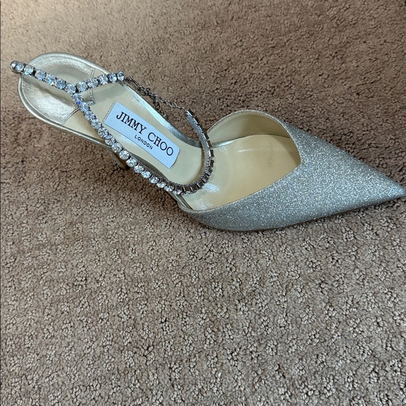 Jimmy Choo Glitter Silver Heels - Picture 2 of 5